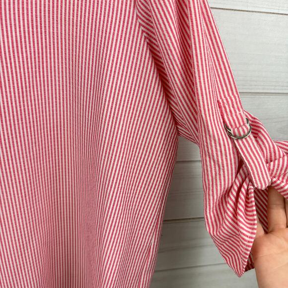 Calvin Klein Women's Striped V Neck Quarter Sleeve Blouse XL - Picture 4 of 8